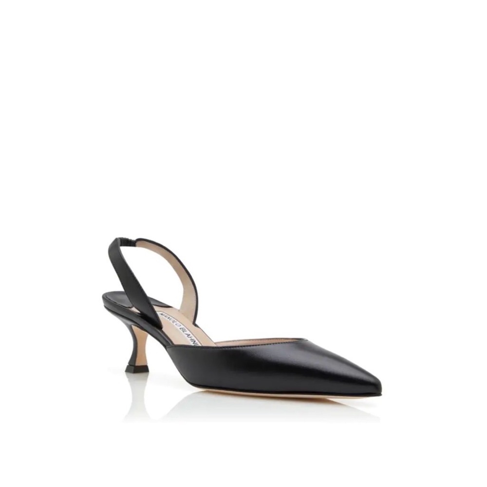 Manolo Blahnik - CAROLYNE 50 Black Nappa Leather Slingback Pumps